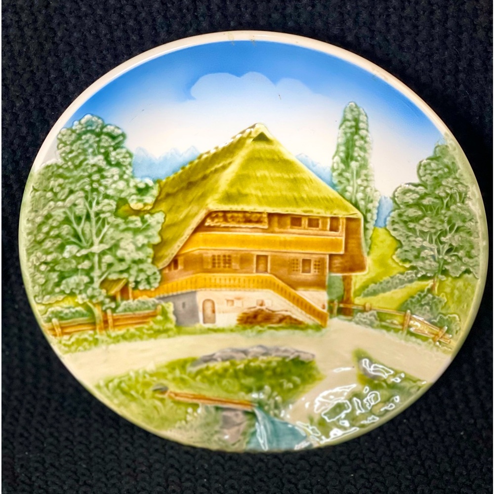 Woodland Scene Cottage & Stream Hand Painted Plate West Germany 2558